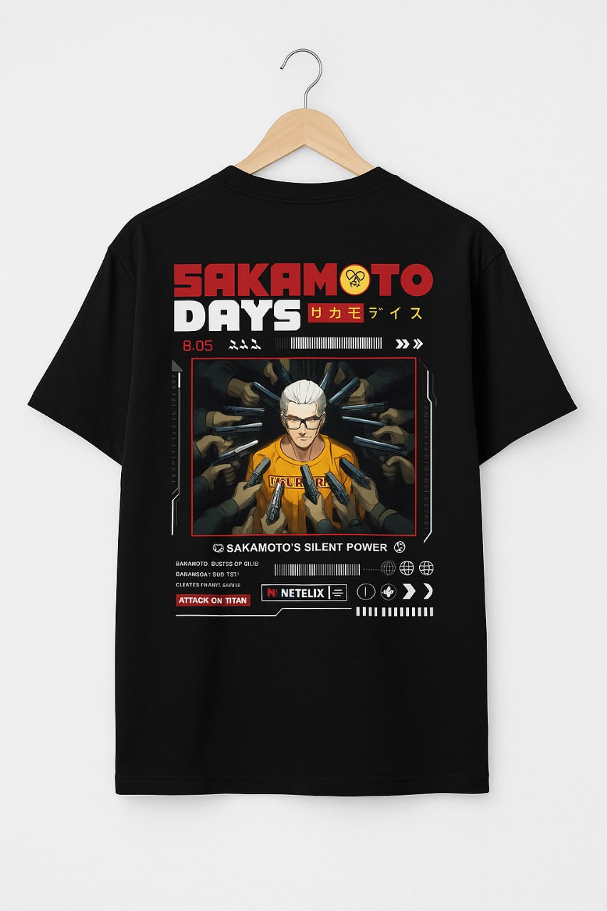 Velincio "Sakamoto Days: Silent Power" Oversized Graphic T-Shirt